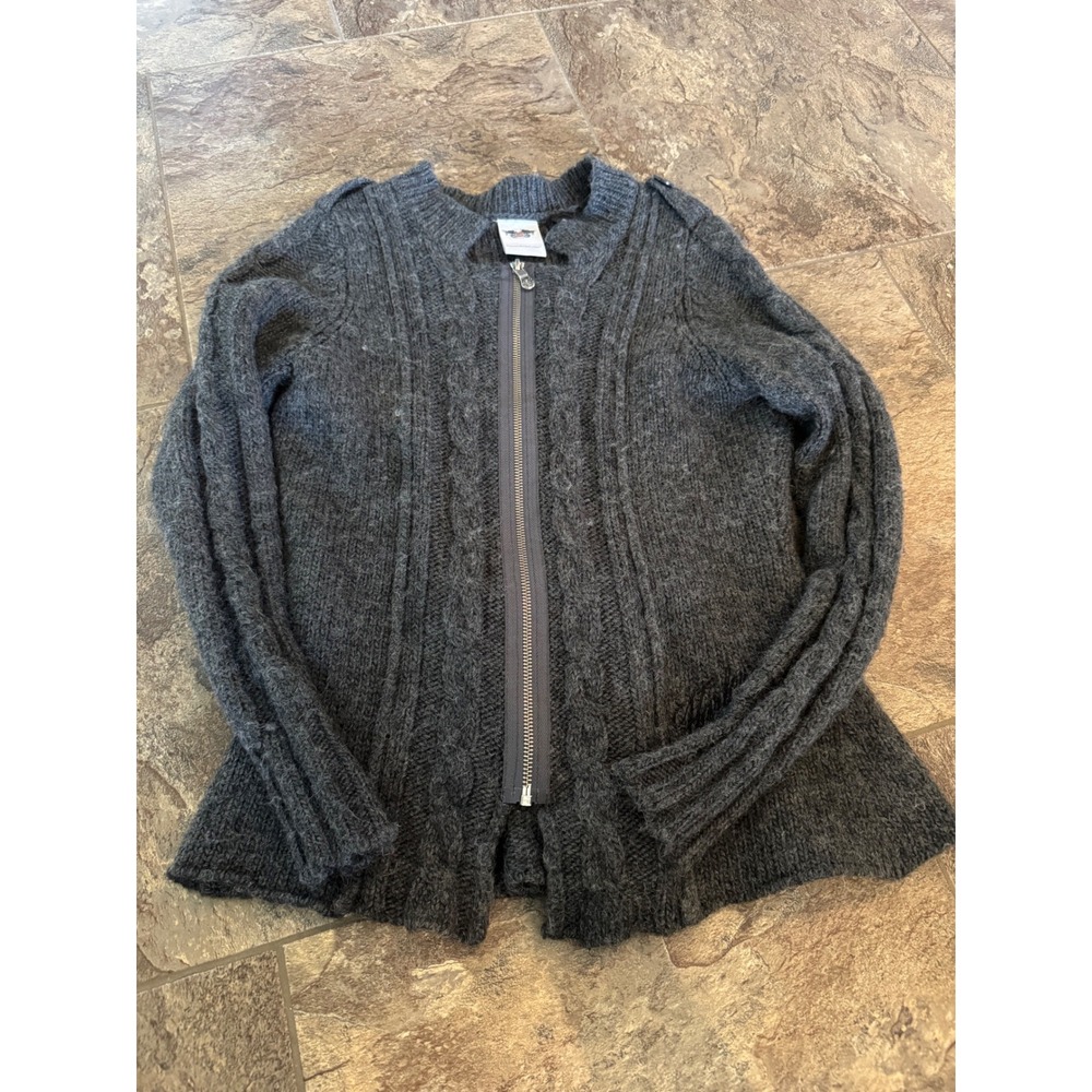 Small Harley Davidson Motorcycle Women's Wool Blend Zip‎ Front Cardigan Sweater